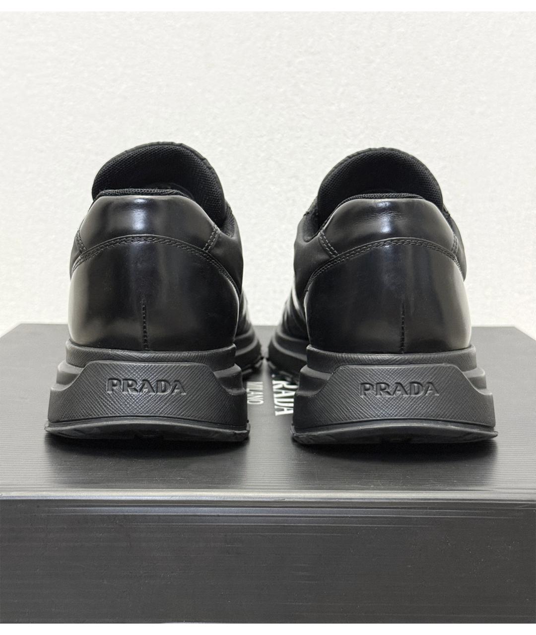 PRADA Черные кожаные кроссовки, фото 8