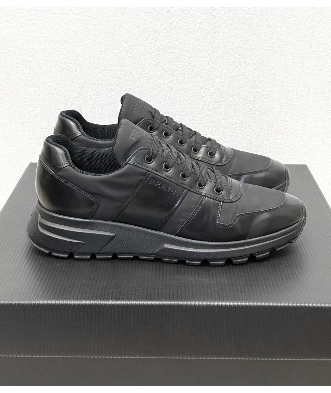 PRADA Черные кожаные кроссовки, фото 6