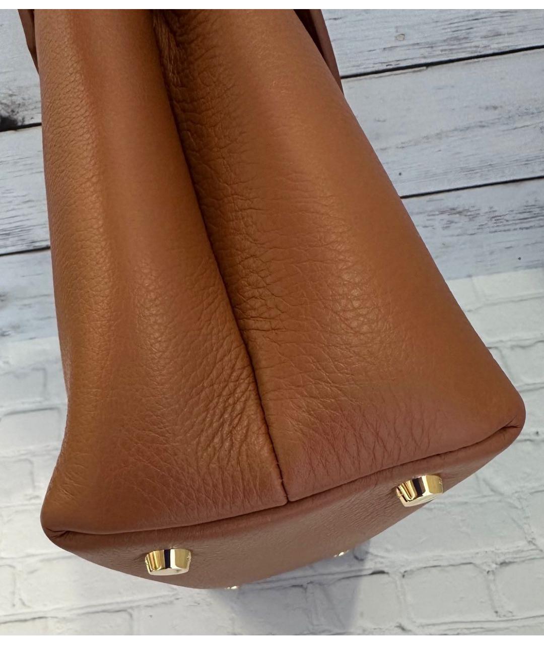 CELINE Коричневая кожаная сумка с короткими ручками, фото 5