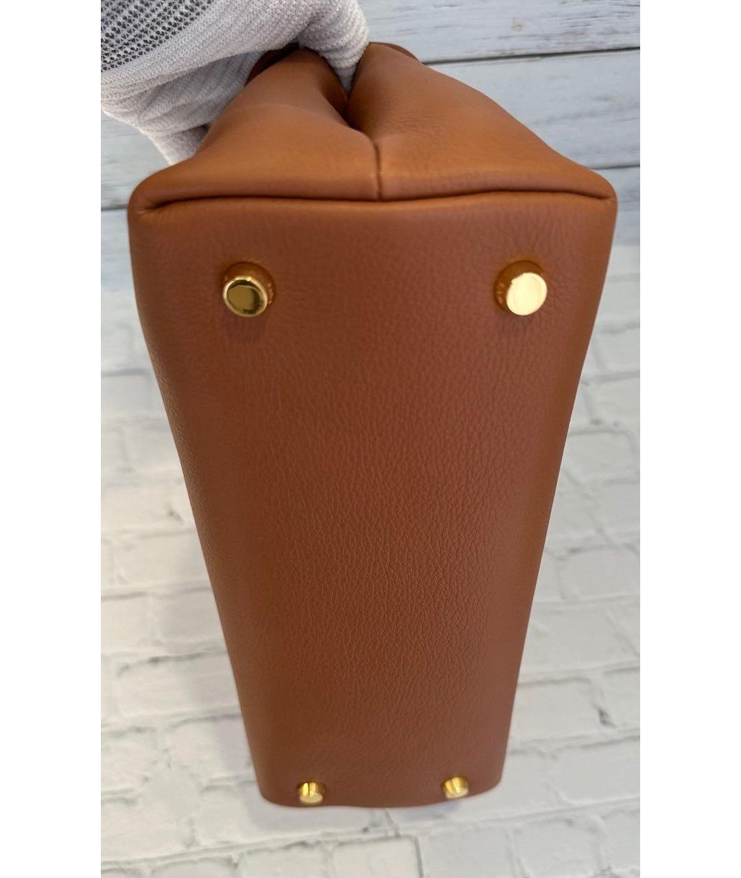 CELINE Коричневая кожаная сумка с короткими ручками, фото 6