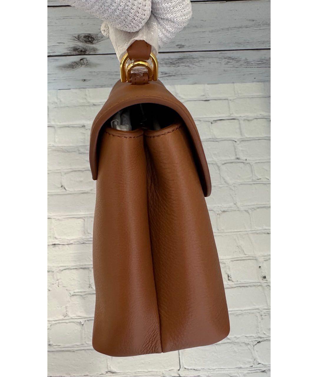 CELINE Коричневая кожаная сумка с короткими ручками, фото 2