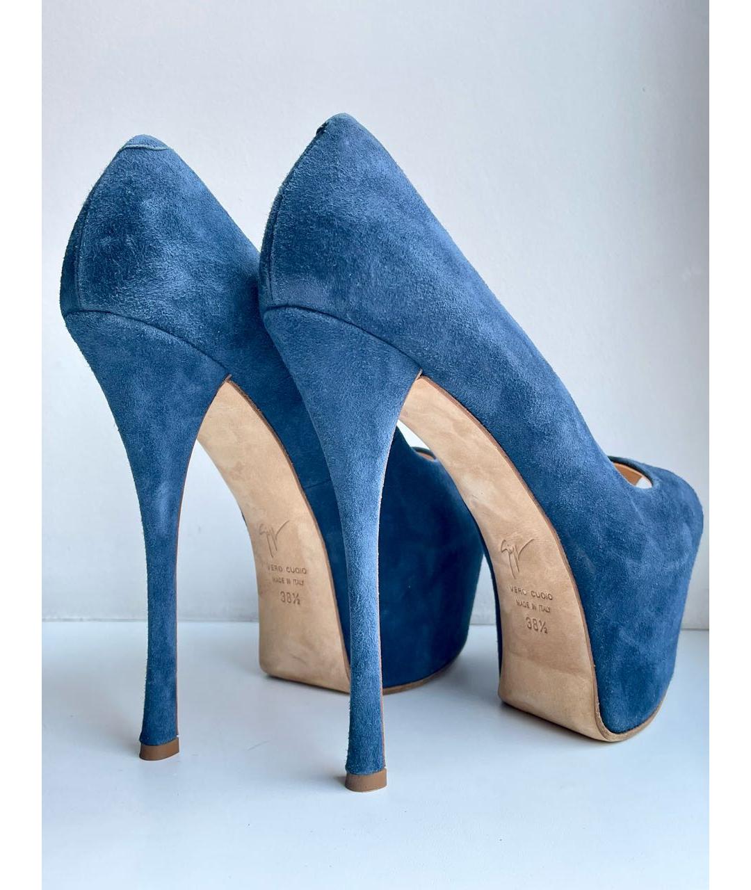 GIUSEPPE ZANOTTI DESIGN Темно-синие замшевые туфли, фото 4