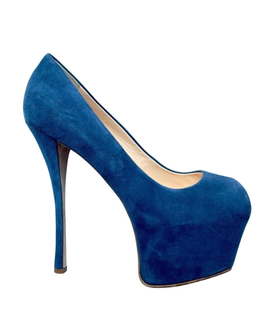 GIUSEPPE ZANOTTI DESIGN Темно-синие замшевые туфли, фото 1