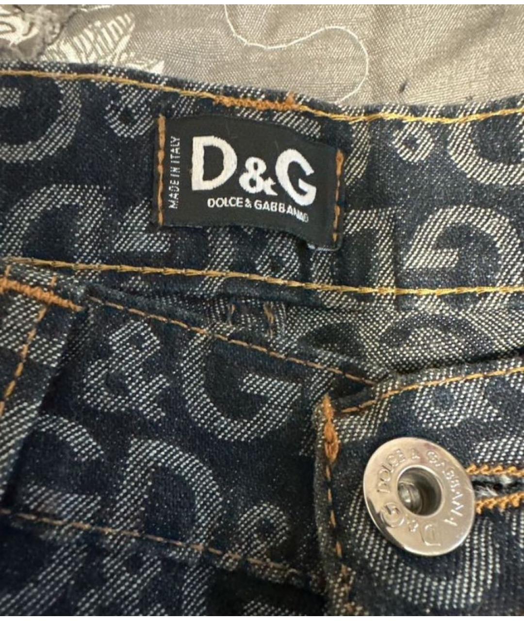 DOLCE&GABBANA Темно-синие хлопко-эластановые прямые джинсы, фото 3
