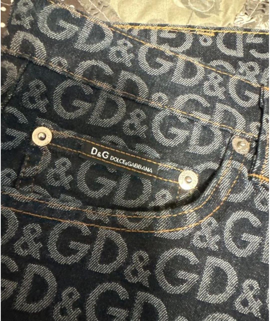 DOLCE&GABBANA Темно-синие хлопко-эластановые прямые джинсы, фото 4