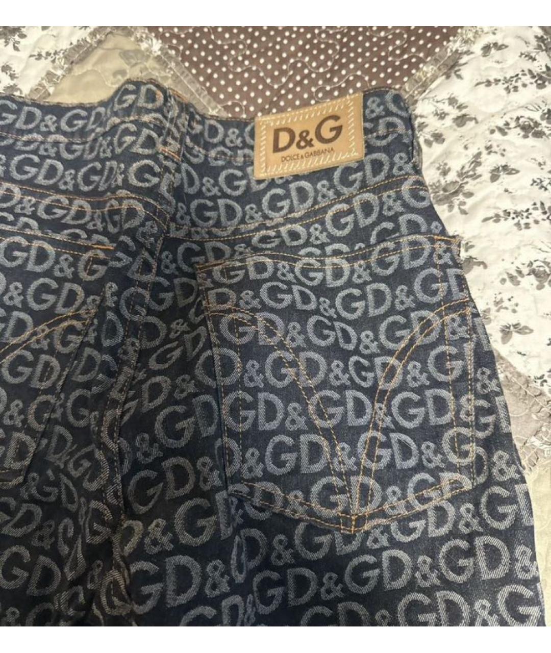 DOLCE&GABBANA Темно-синие хлопко-эластановые прямые джинсы, фото 2