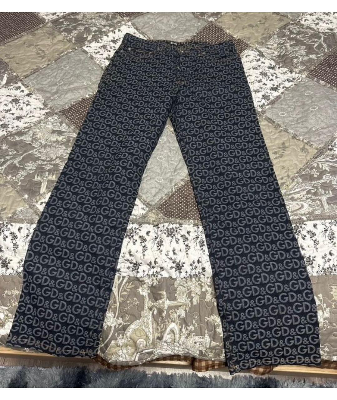 DOLCE&GABBANA Темно-синие хлопко-эластановые прямые джинсы, фото 8