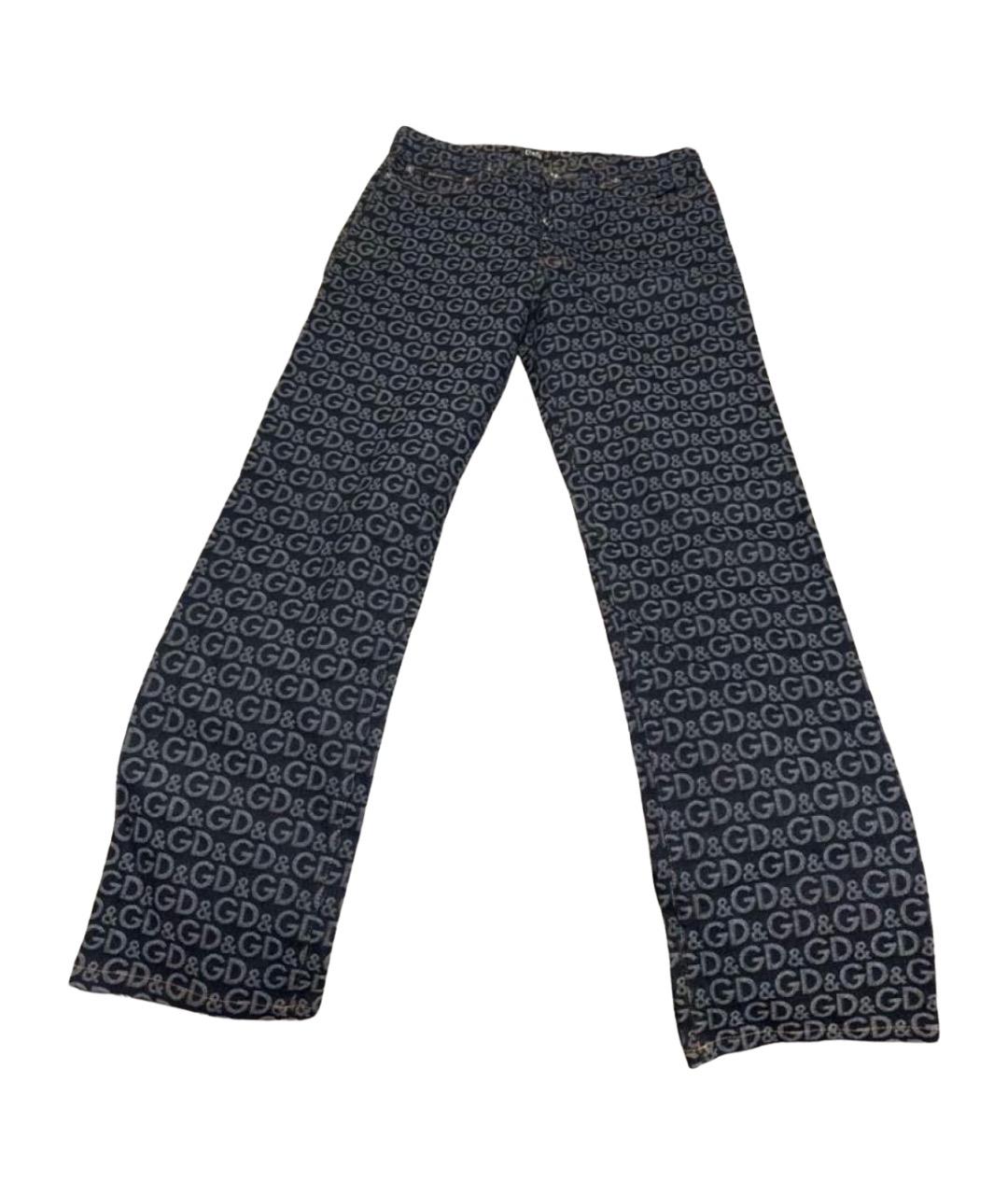 DOLCE&GABBANA Темно-синие хлопко-эластановые прямые джинсы, фото 1