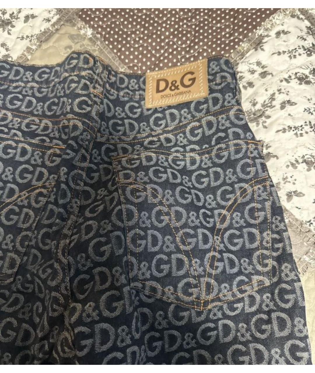 DOLCE&GABBANA Темно-синие хлопко-эластановые прямые джинсы, фото 2