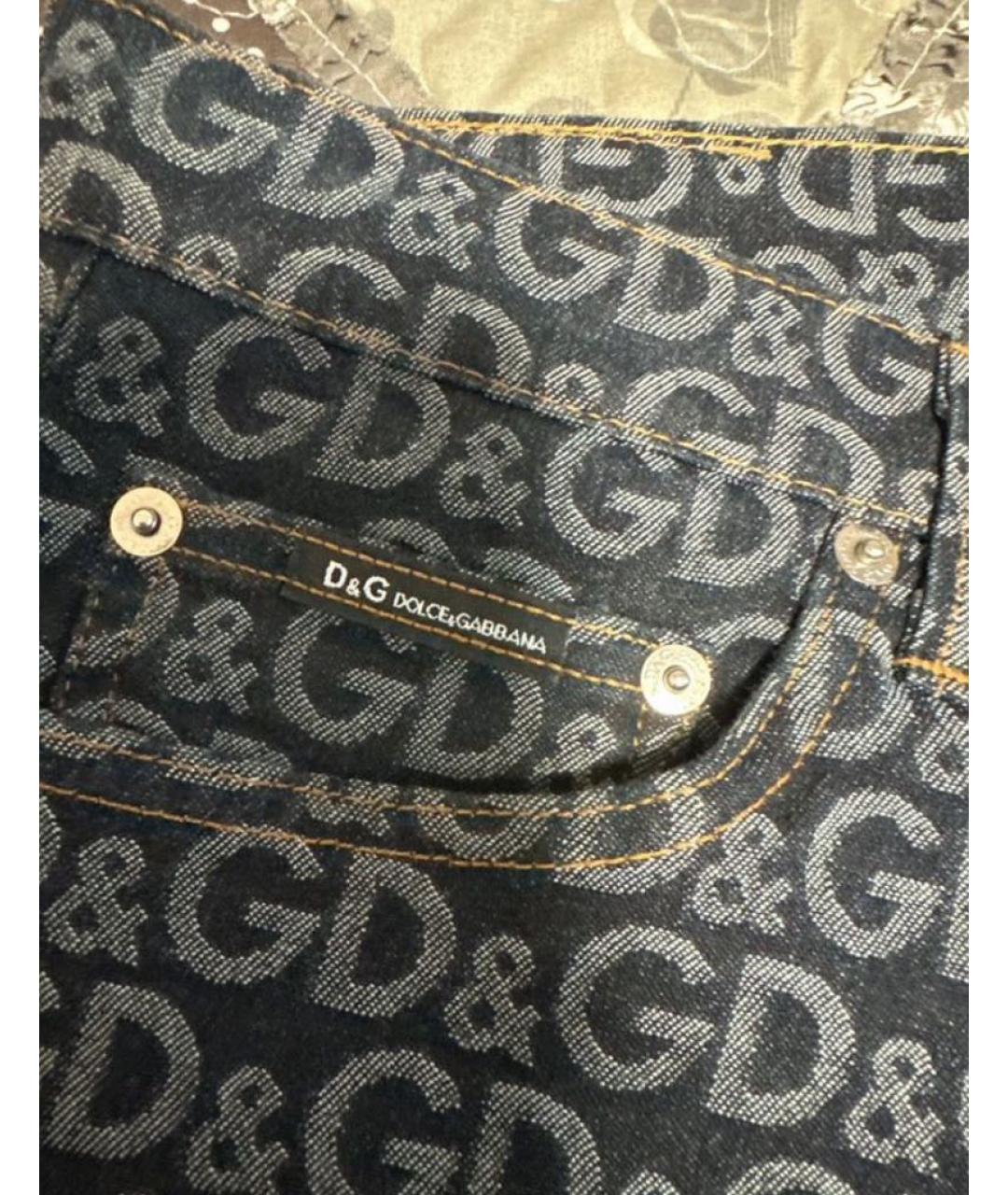 DOLCE&GABBANA Темно-синие хлопко-эластановые прямые джинсы, фото 4