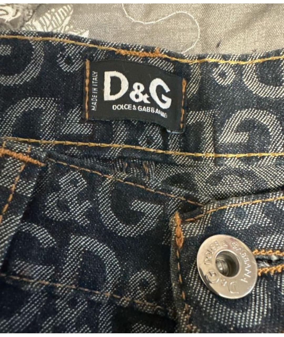 DOLCE&GABBANA Темно-синие хлопко-эластановые прямые джинсы, фото 3