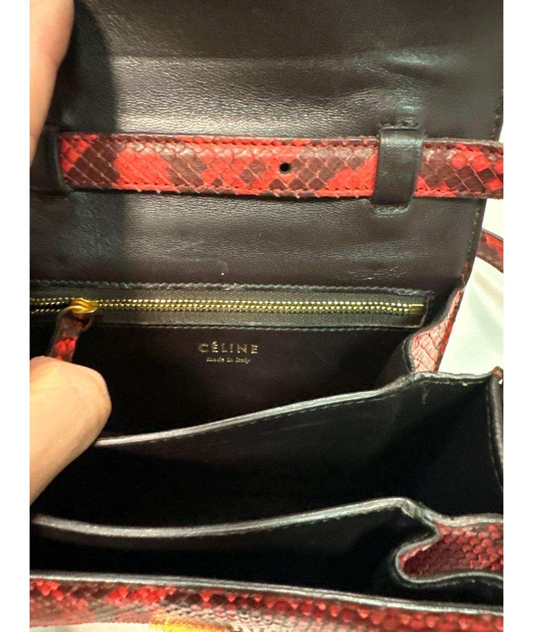 CELINE Красная сумка через плечо из экзотической кожи, фото 4