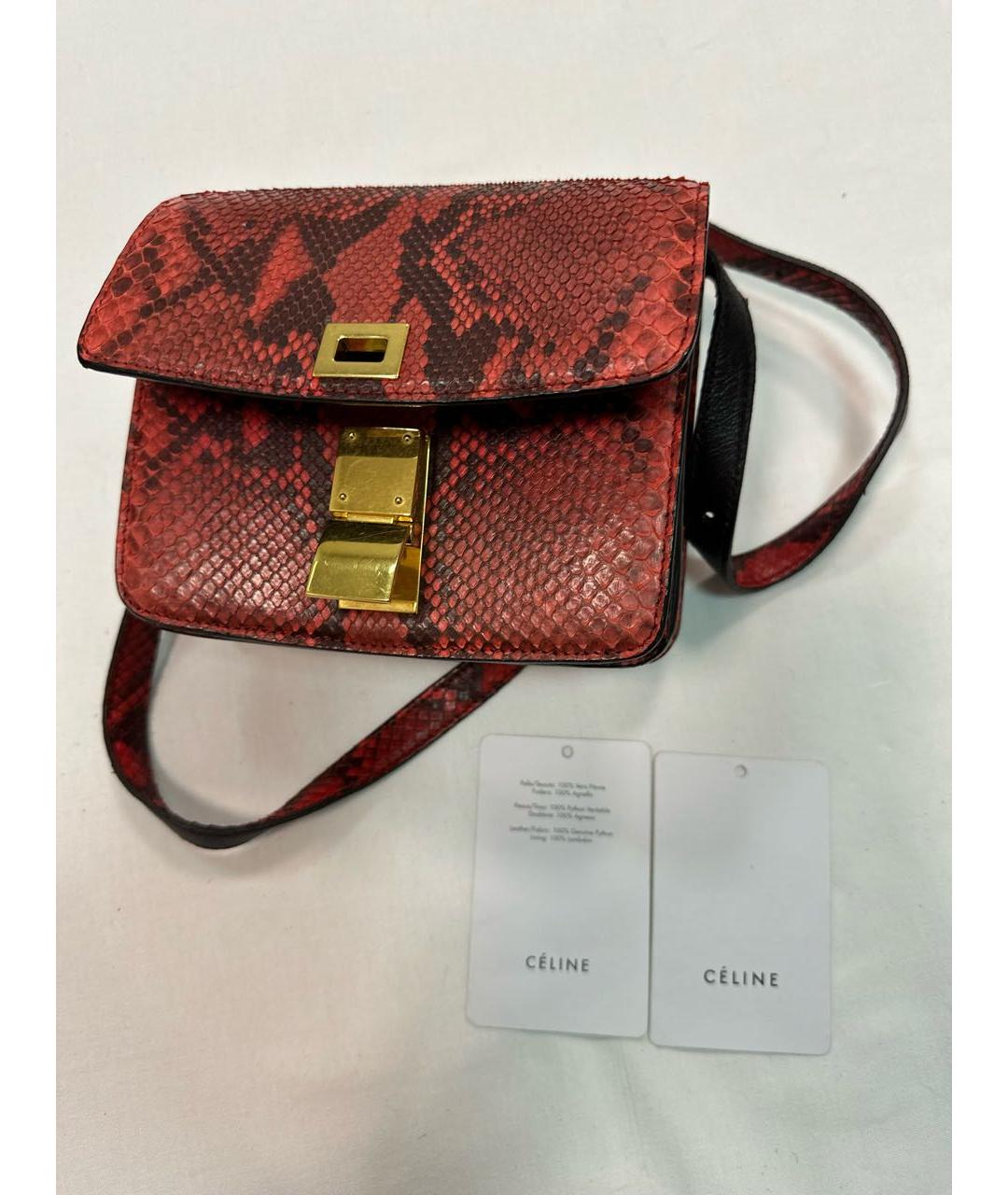 CELINE Красная сумка через плечо из экзотической кожи, фото 2