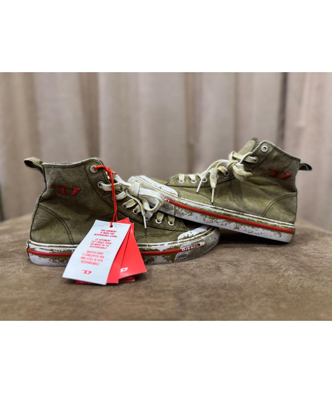 DIESEL Горчичные текстильные высокие кроссовки / кеды, фото 3