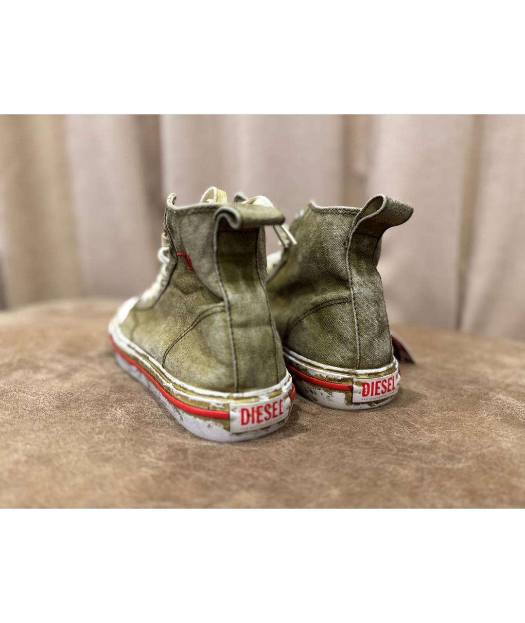 DIESEL Горчичные текстильные высокие кроссовки / кеды, фото 2