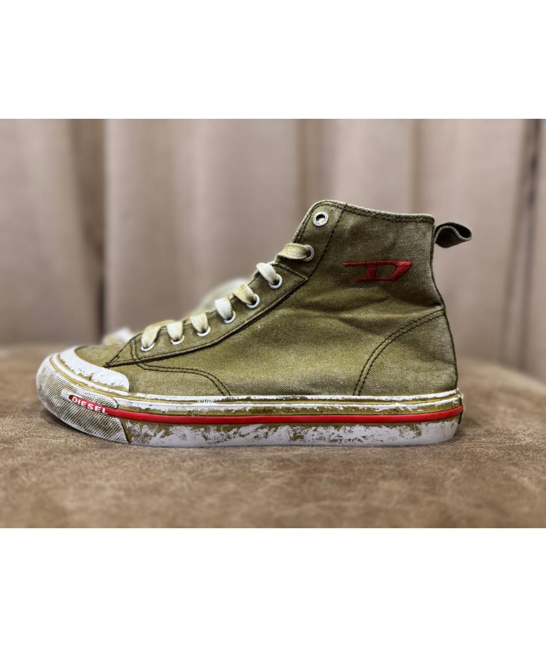 DIESEL Горчичные текстильные высокие кроссовки / кеды, фото 4