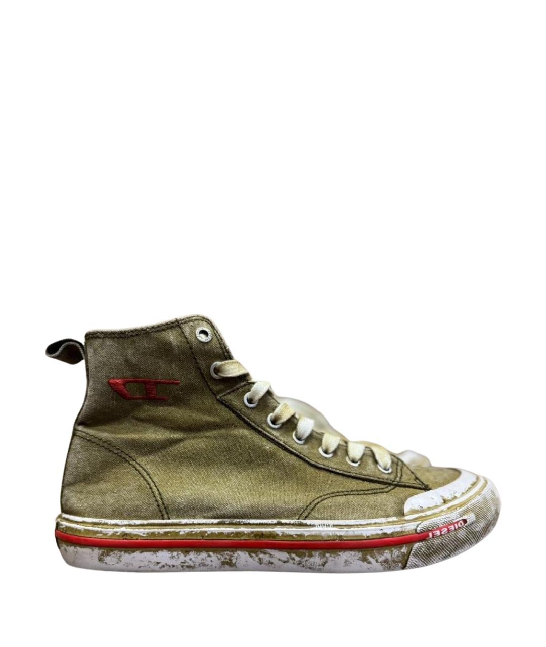 DIESEL Горчичные текстильные высокие кроссовки / кеды, фото 1