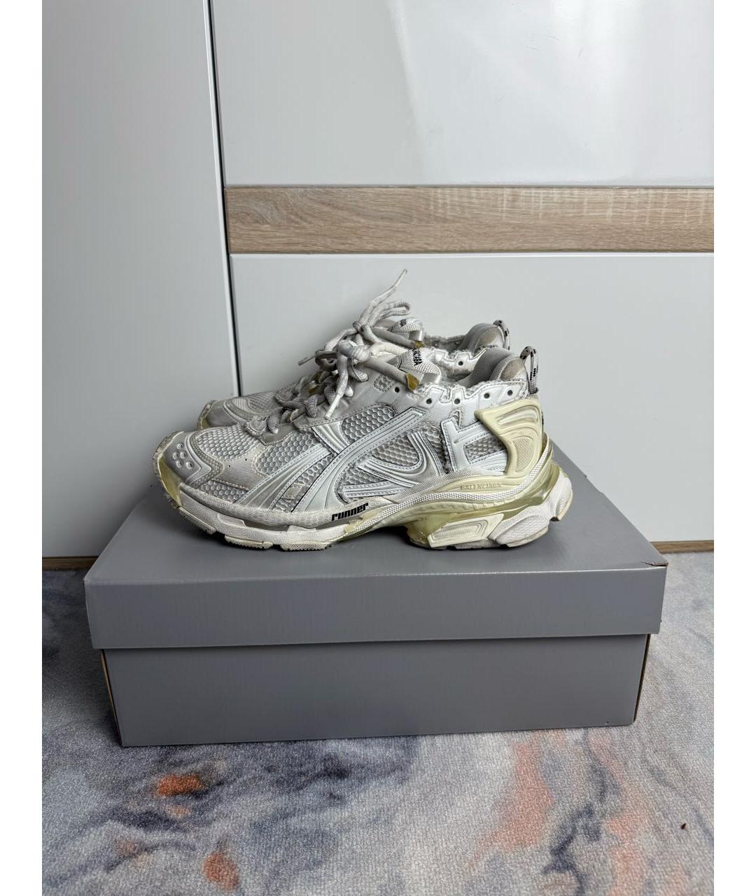 BALENCIAGA Белые синтетические низкие кроссовки / кеды, фото 7