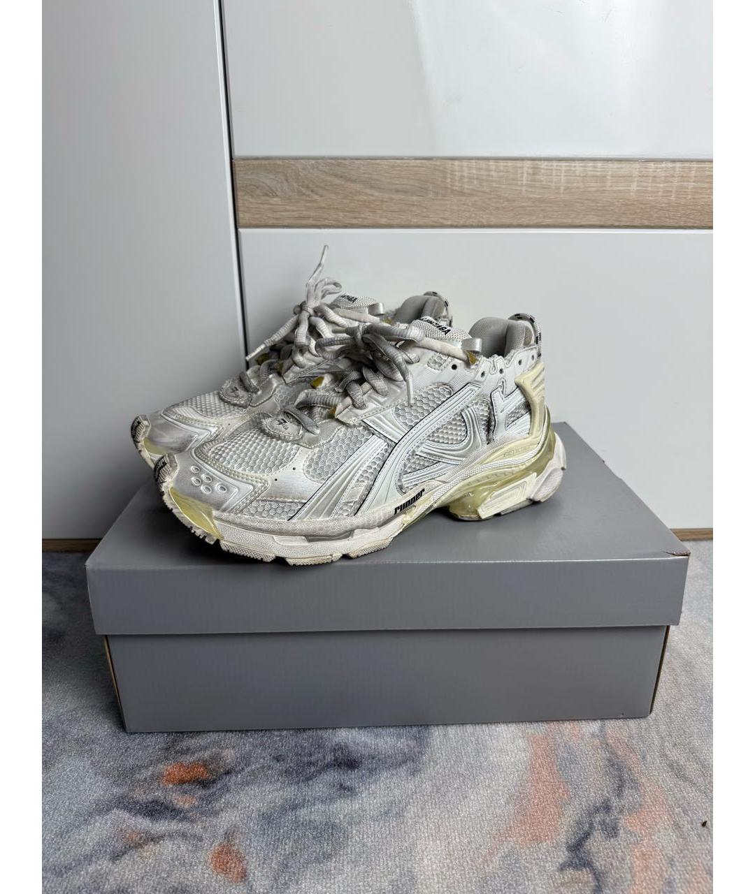 BALENCIAGA Белые синтетические низкие кроссовки / кеды, фото 4