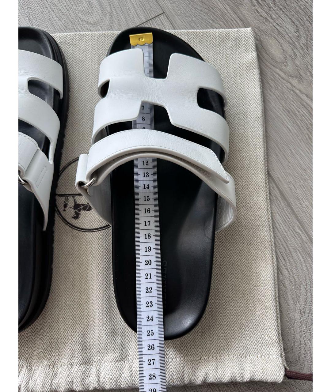 HERMES Белые кожаные сандалии, фото 4