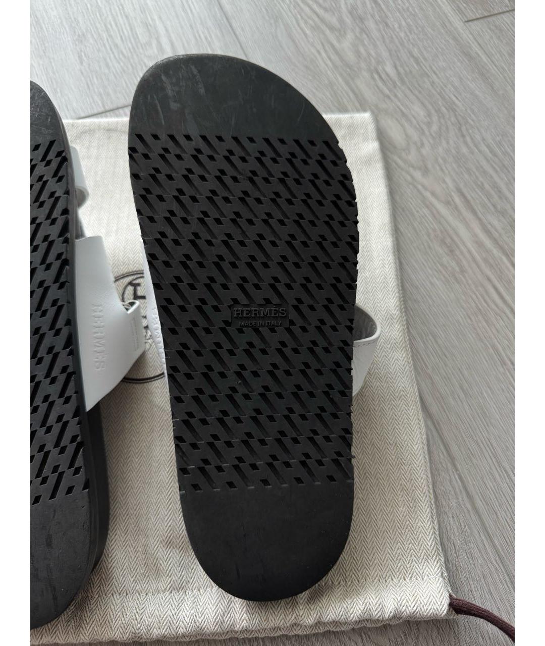 HERMES Белые кожаные сандалии, фото 5