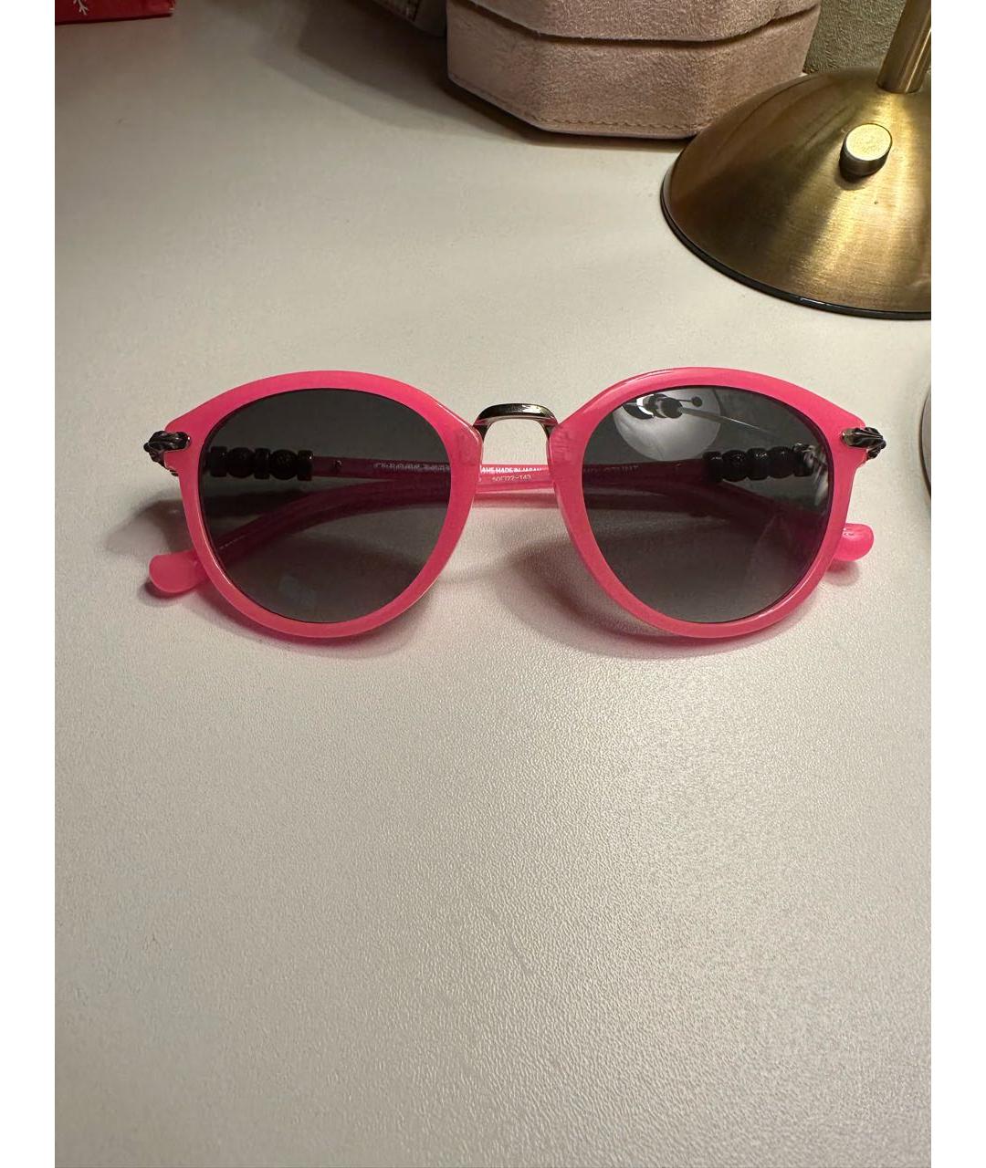 CHROME HEARTS Розовые пластиковые солнцезащитные очки, фото 6