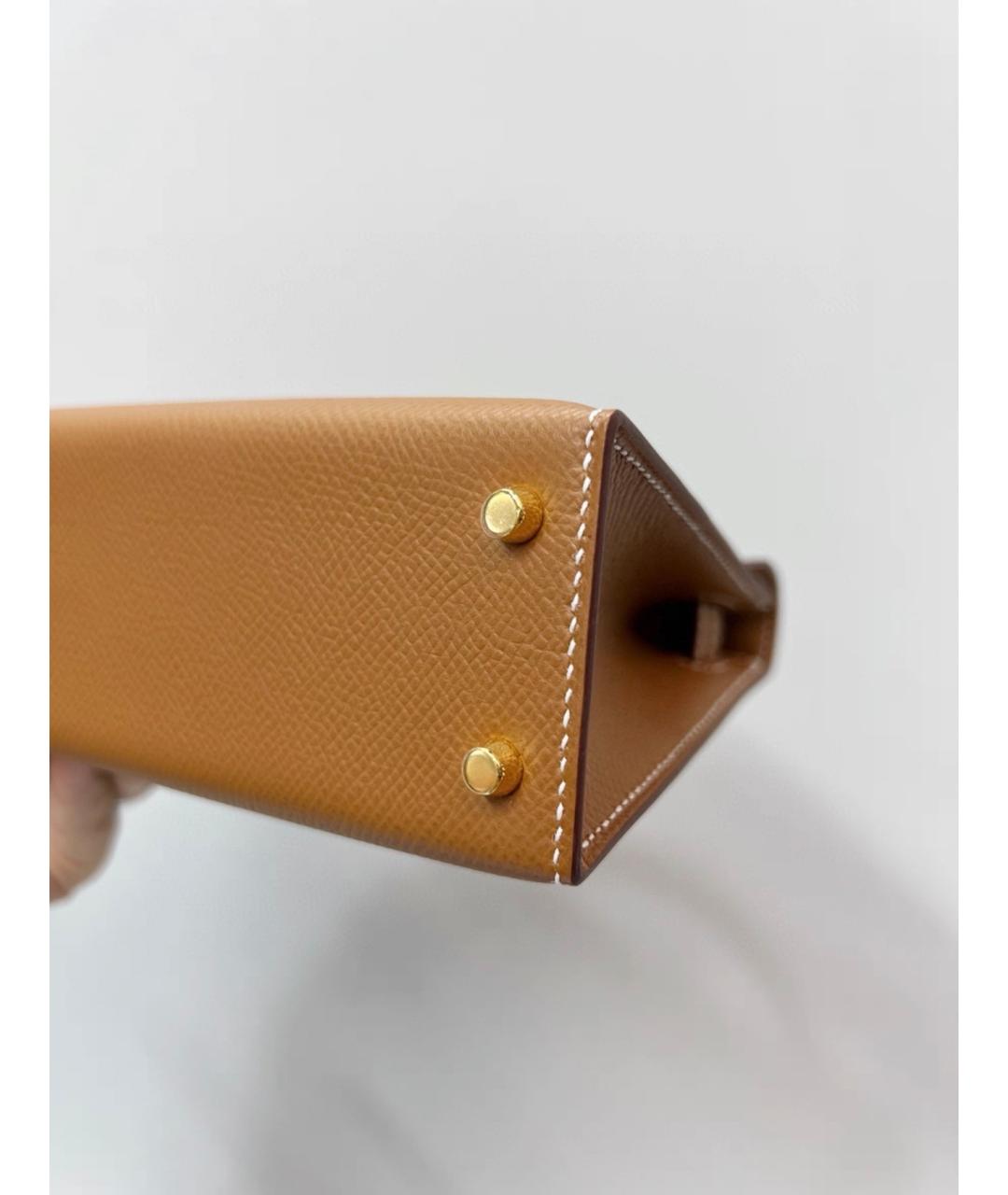 HERMES Коричневая кожаная сумка с короткими ручками, фото 8