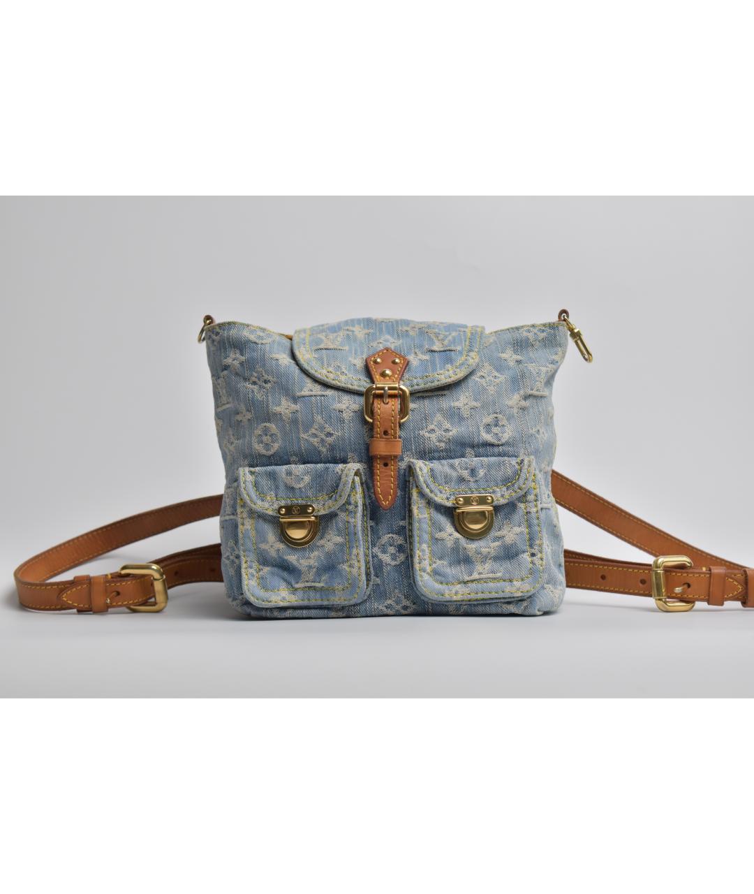 LOUIS VUITTON Голубой деним рюкзак, фото 7