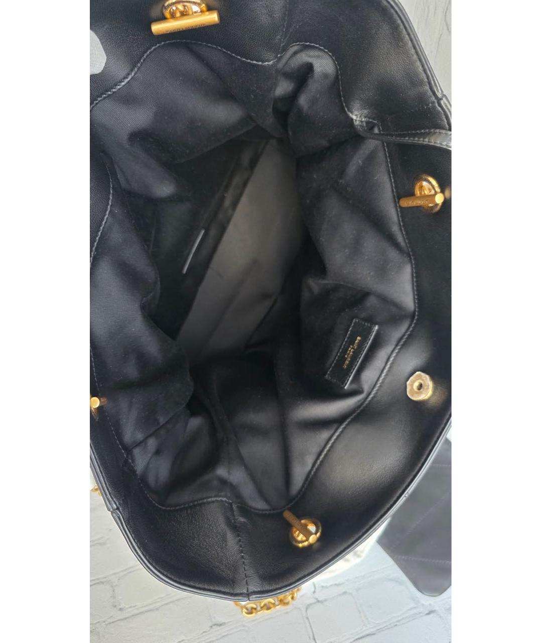 SAINT LAURENT Черная кожаная сумка тоут, фото 4