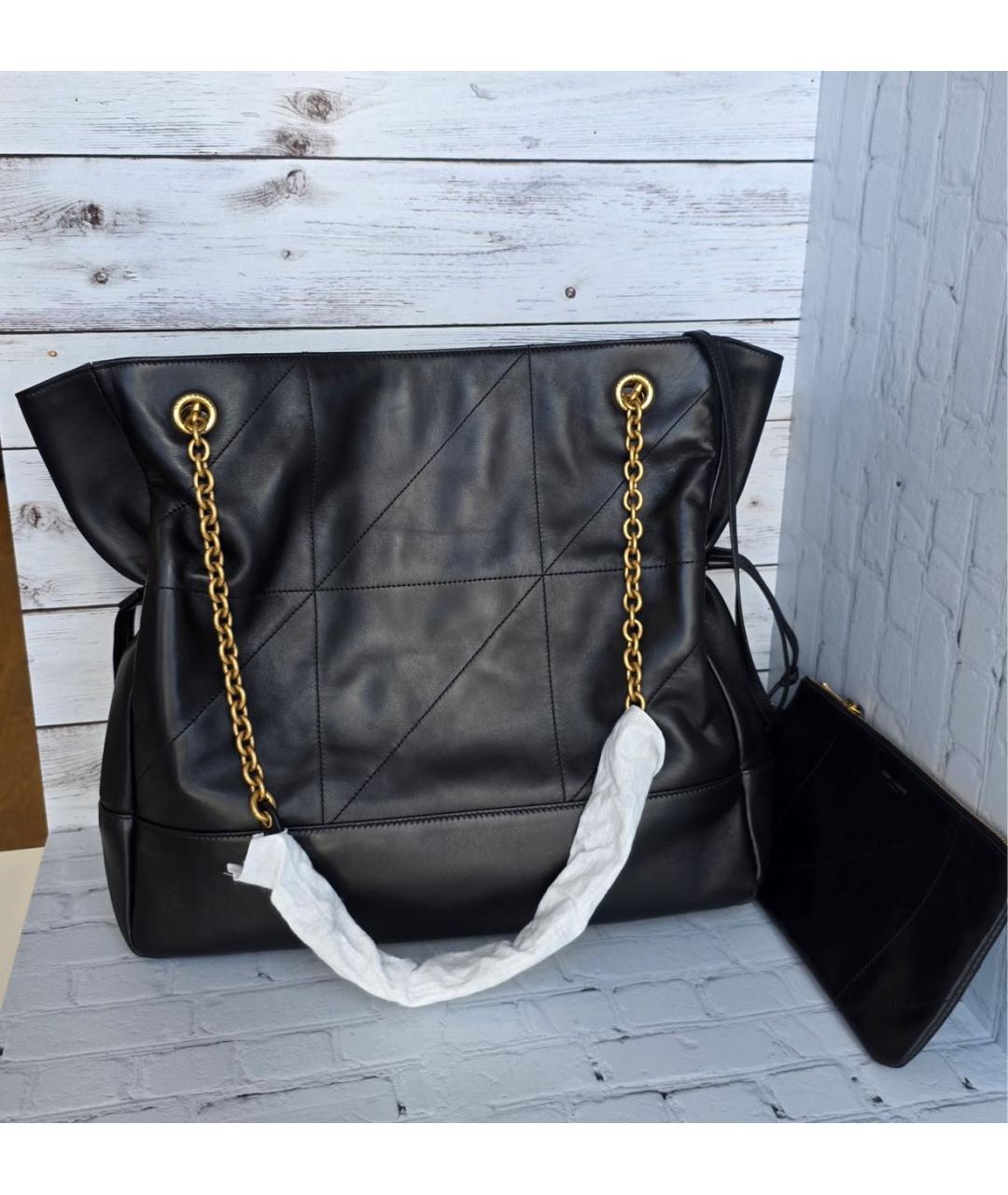 SAINT LAURENT Черная кожаная сумка тоут, фото 3