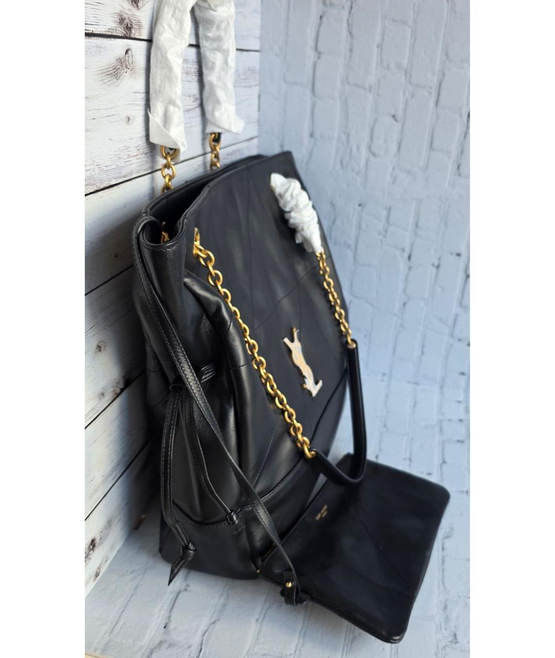 SAINT LAURENT Черная кожаная сумка тоут, фото 2