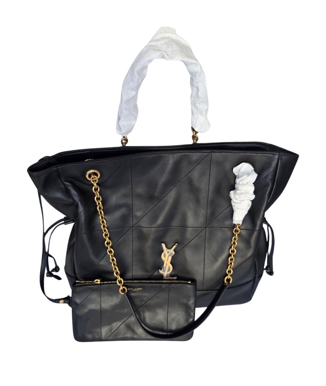 SAINT LAURENT Черная кожаная сумка тоут, фото 1