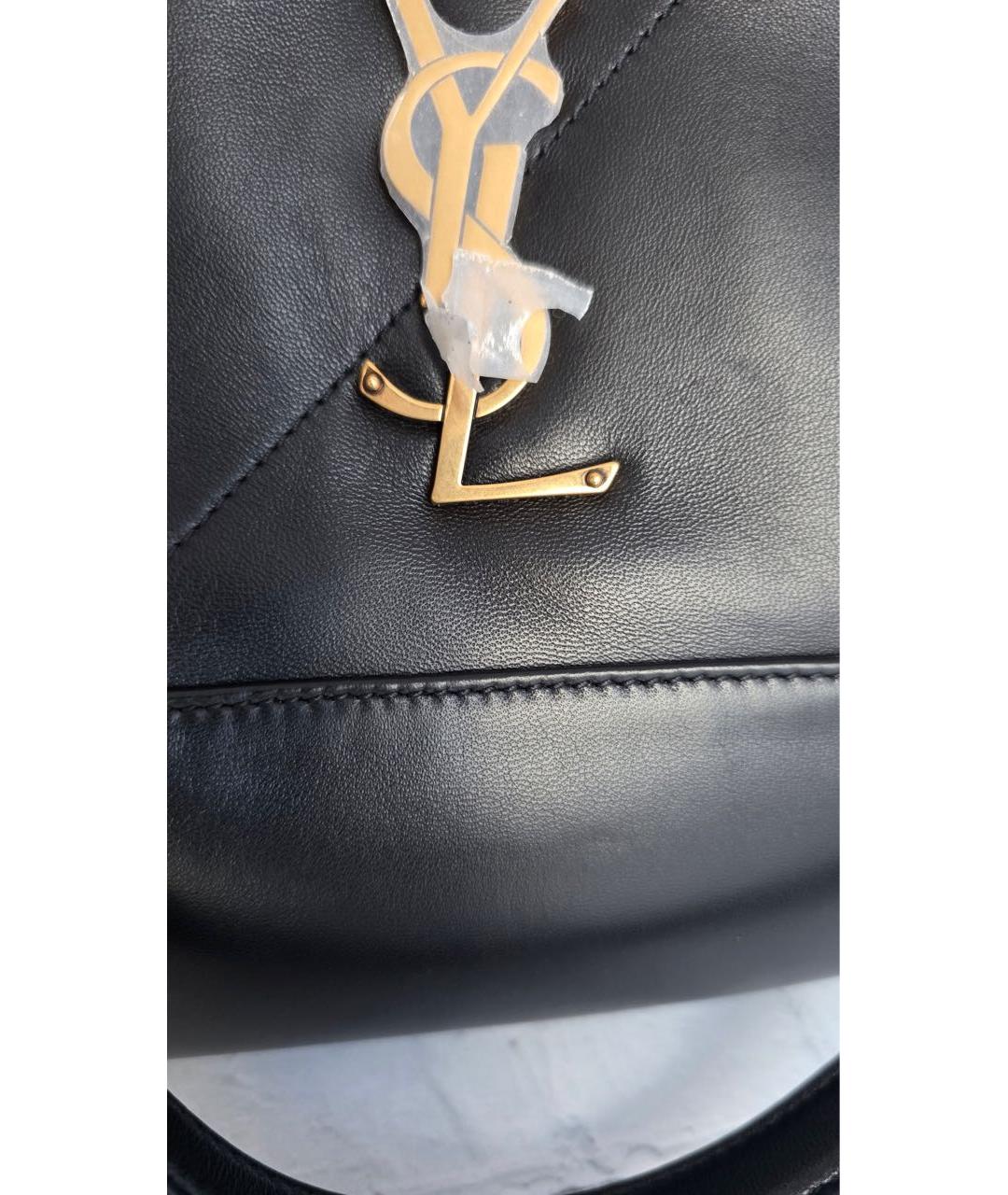 SAINT LAURENT Черная кожаная сумка тоут, фото 5