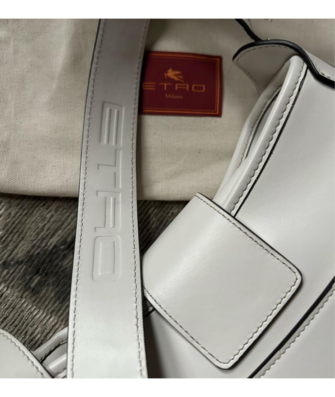 ETRO Белая кожаная сумка с короткими ручками, фото 5