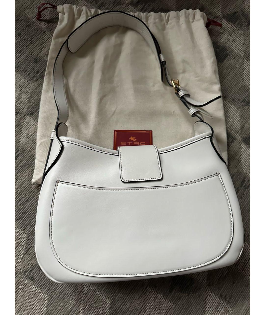 ETRO Белая кожаная сумка с короткими ручками, фото 3