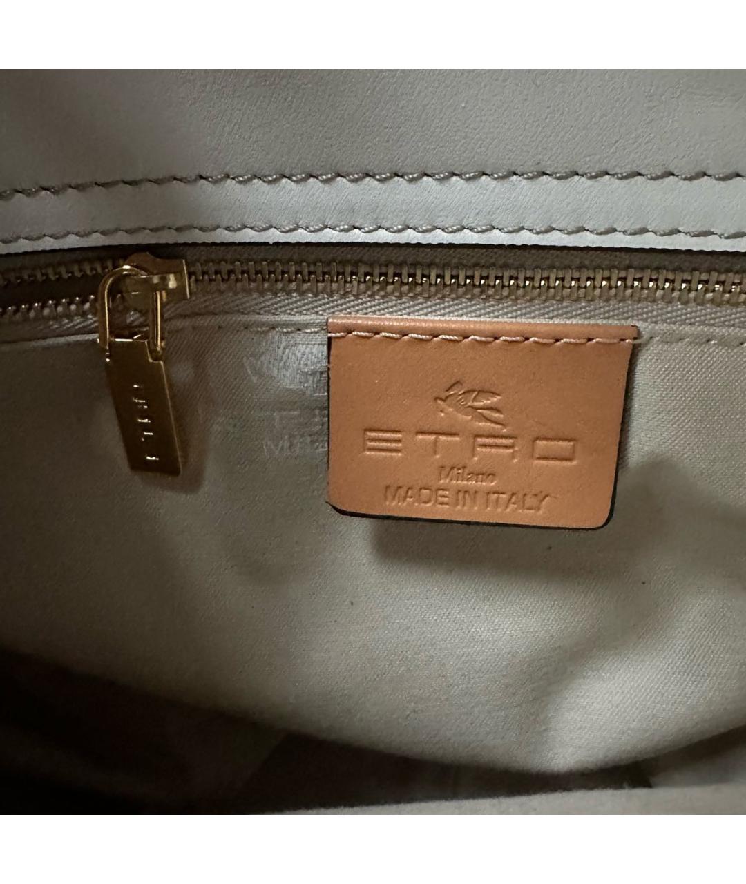 ETRO Белая кожаная сумка с короткими ручками, фото 4