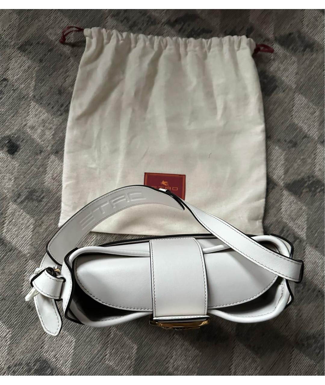 ETRO Белая кожаная сумка с короткими ручками, фото 8