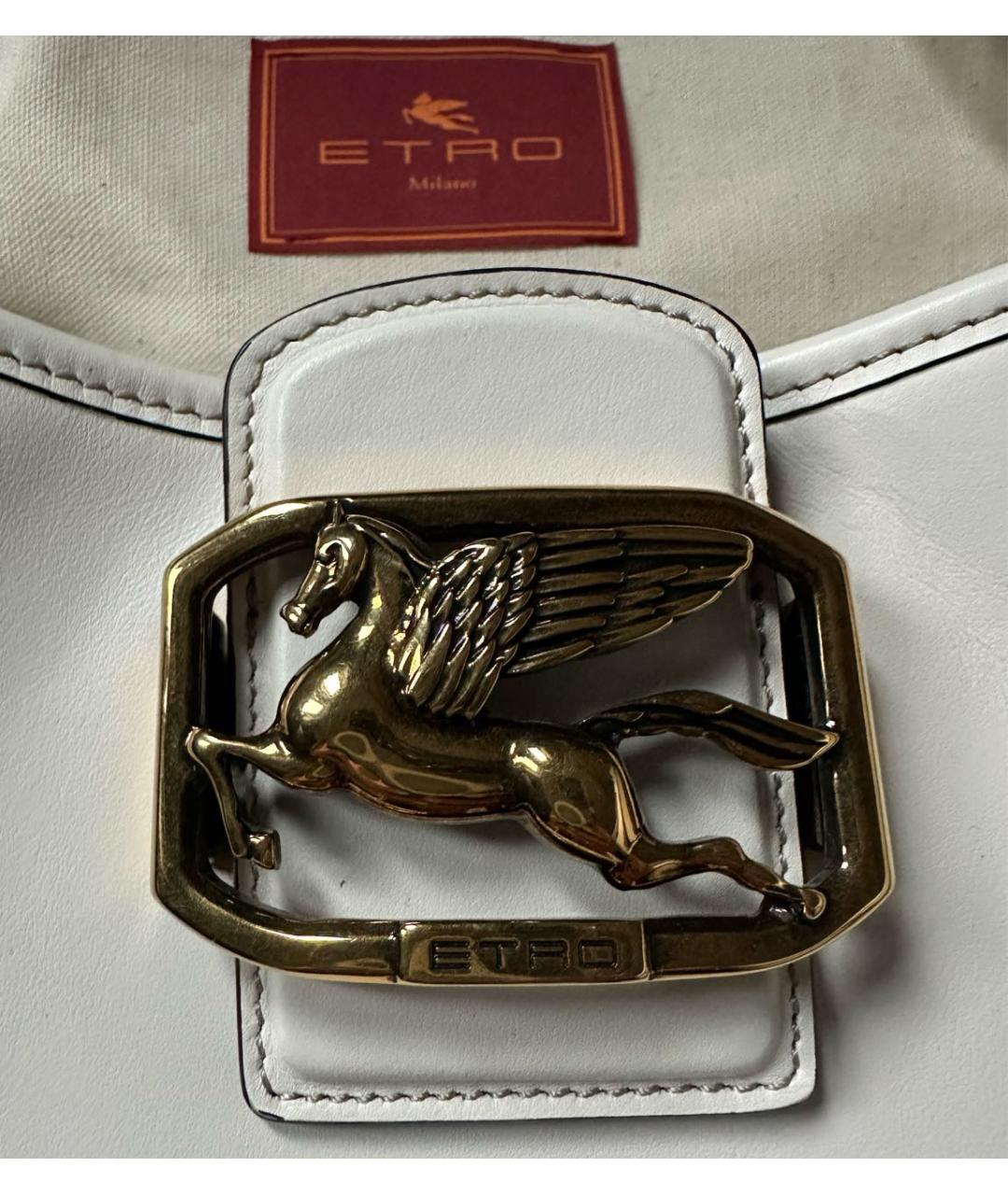 ETRO Белая кожаная сумка с короткими ручками, фото 2