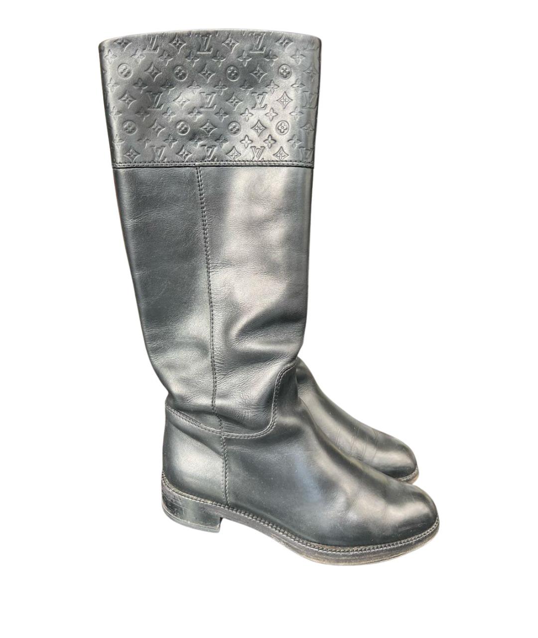 LOUIS VUITTON Черные кожаные сапоги, фото 1