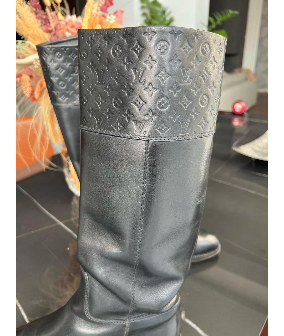 LOUIS VUITTON Черные кожаные сапоги, фото 6