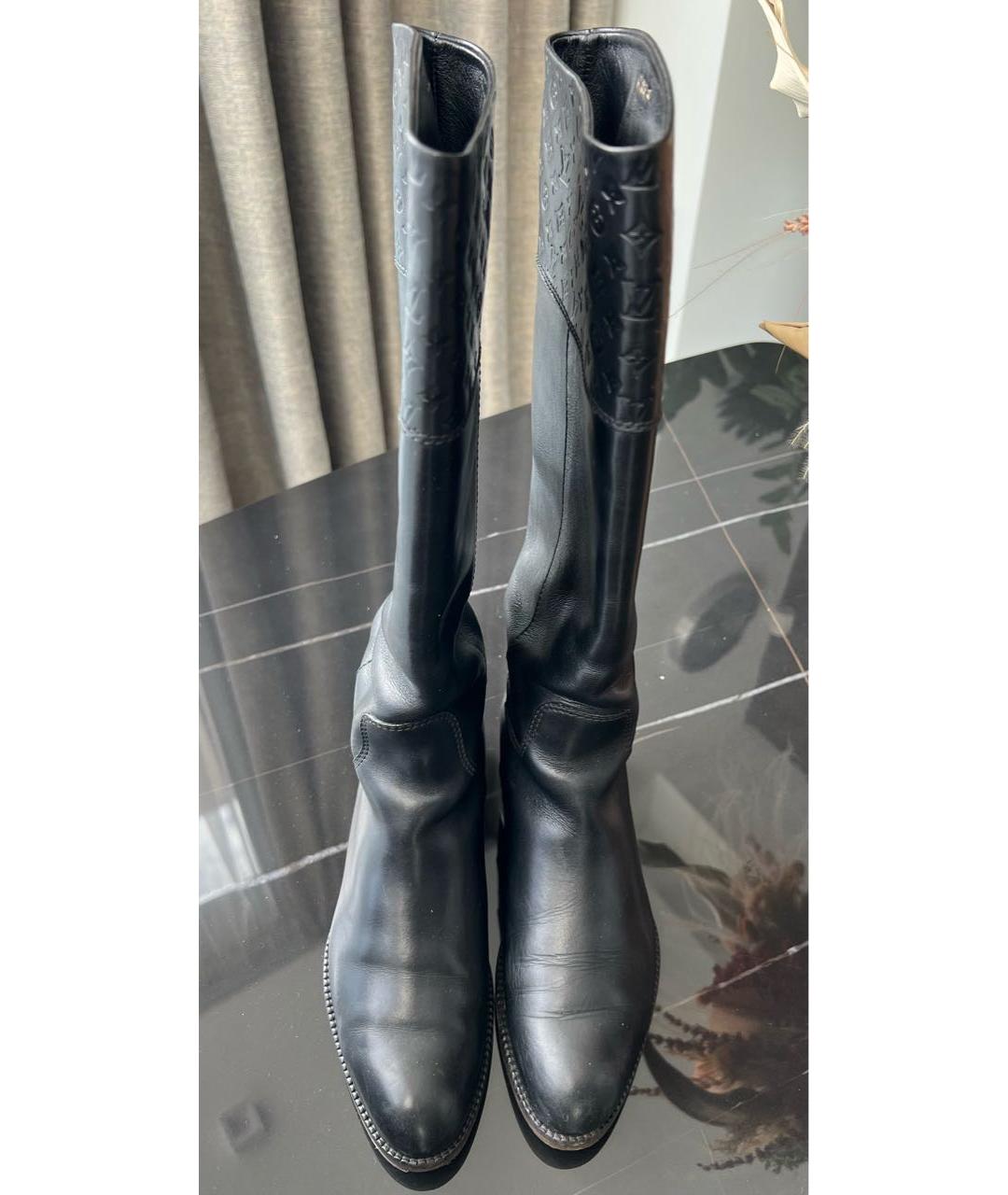 LOUIS VUITTON Черные кожаные сапоги, фото 2