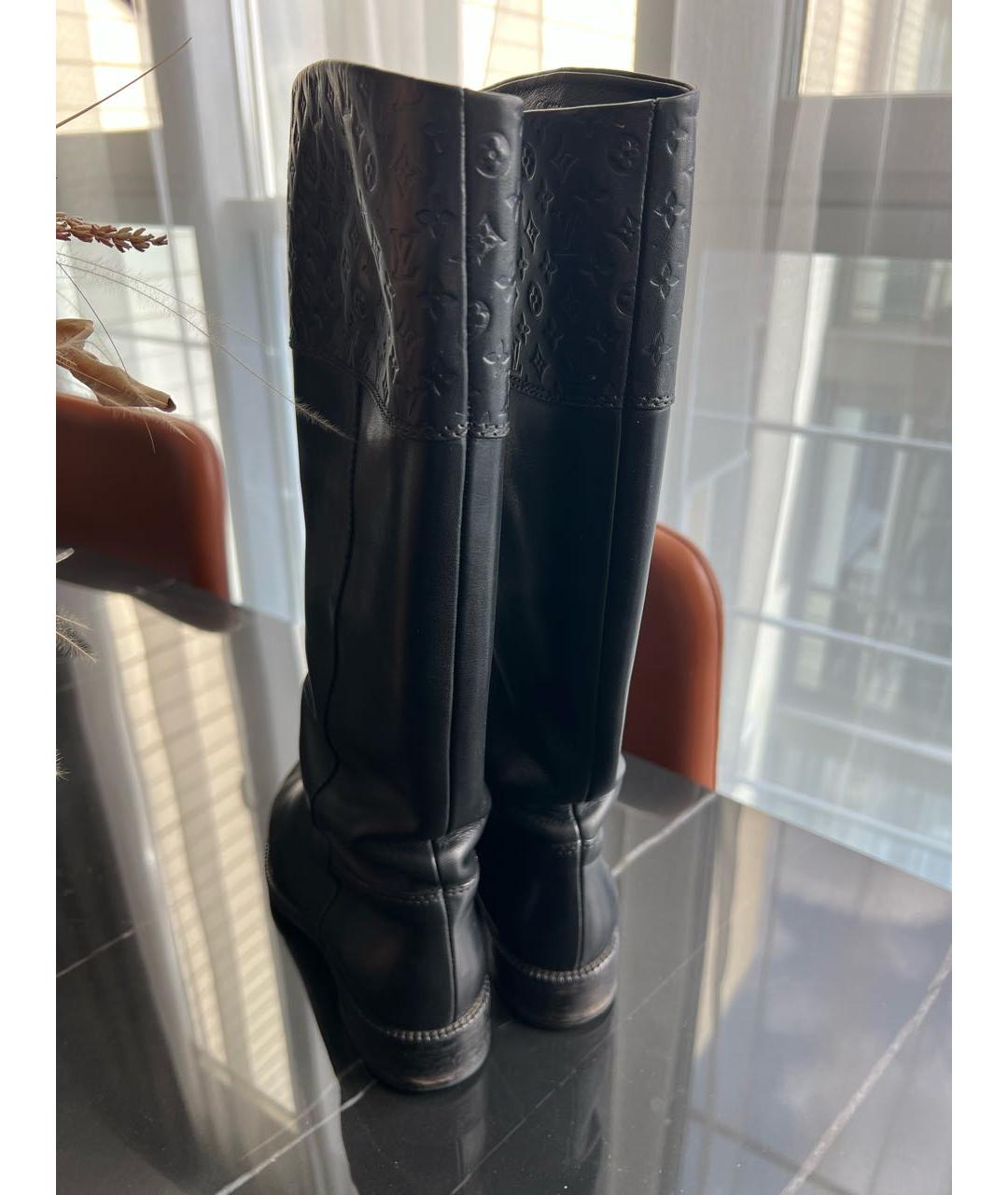 LOUIS VUITTON Черные кожаные сапоги, фото 4