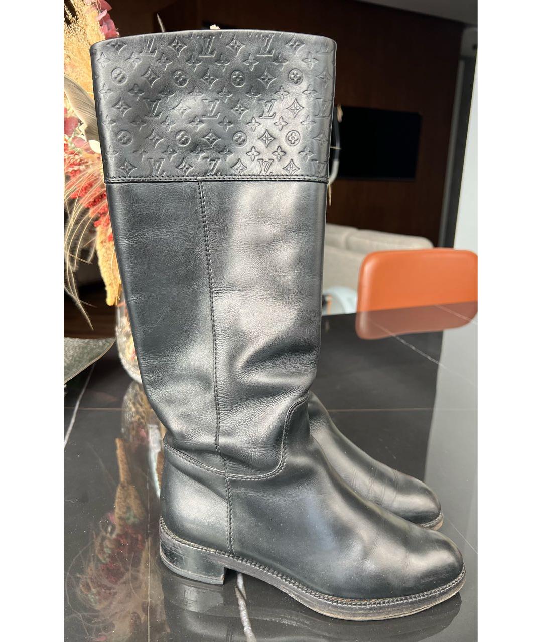 LOUIS VUITTON Черные кожаные сапоги, фото 8