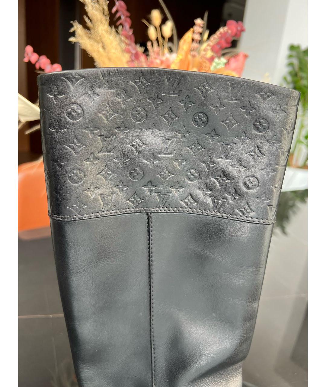 LOUIS VUITTON Черные кожаные сапоги, фото 7