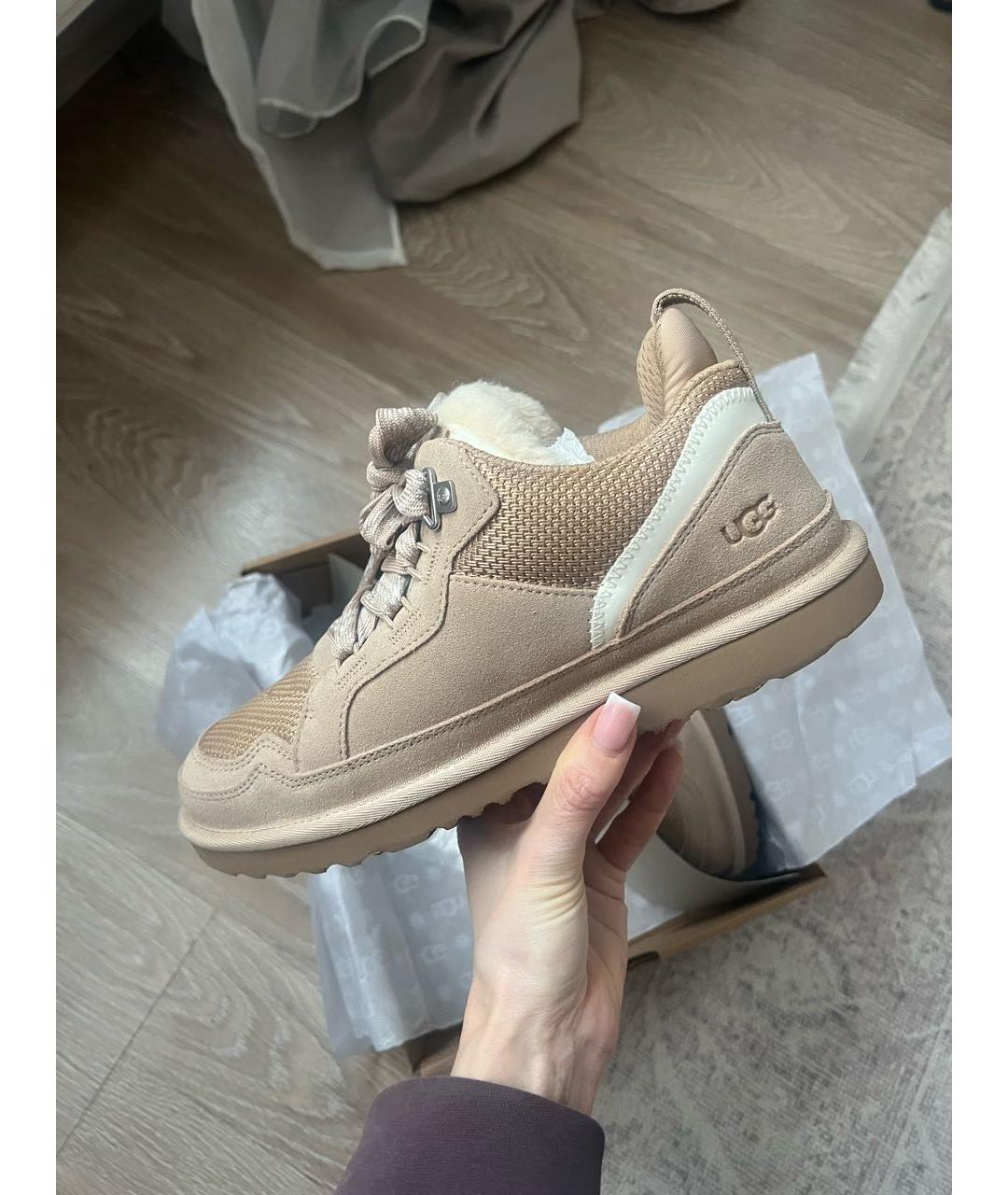 UGG AUSTRALIA Бежевые замшевые кроссовки, фото 4