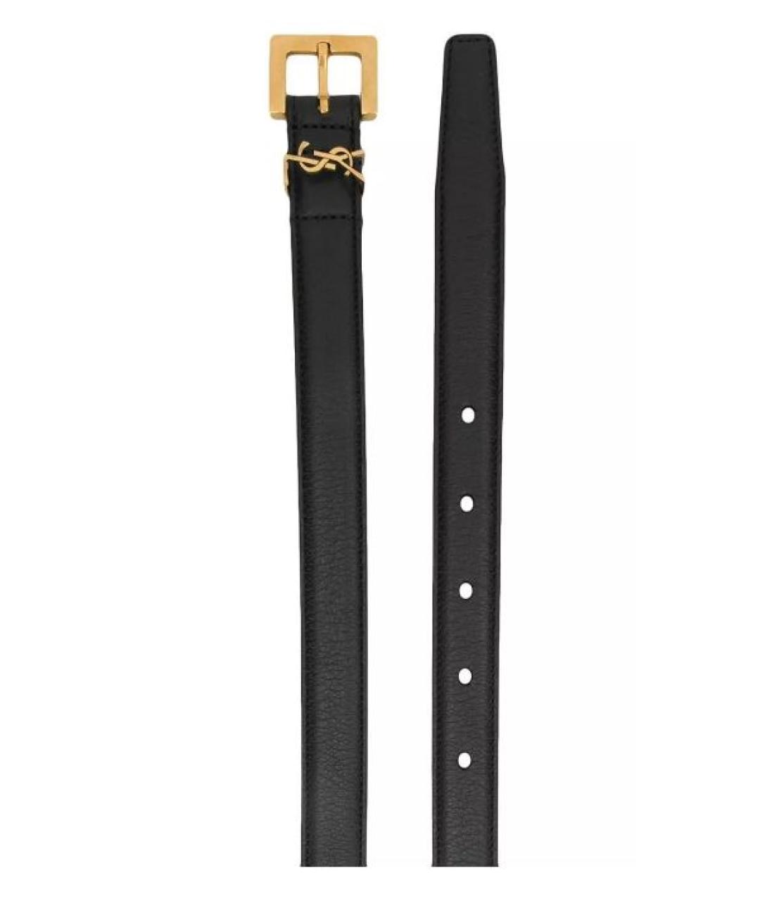 SAINT LAURENT Черный кожаный ремень, фото 2