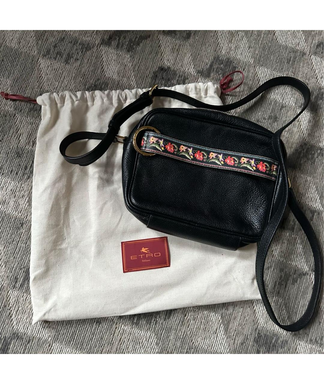 ETRO Черная кожаная сумка через плечо, фото 8