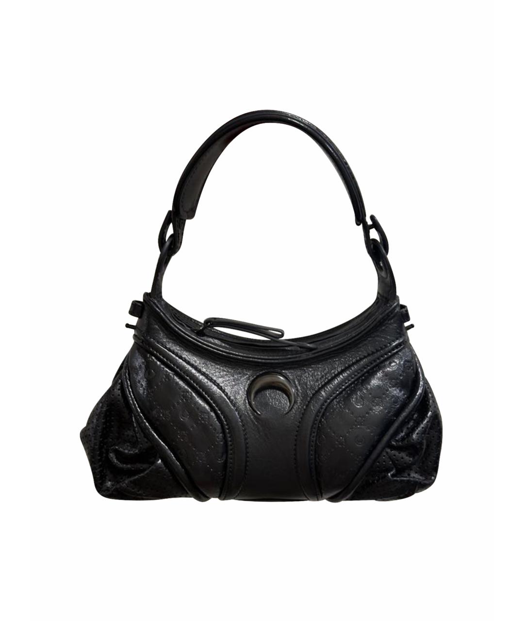 MARINE SERRE Черная кожаная сумка через плечо, фото 1