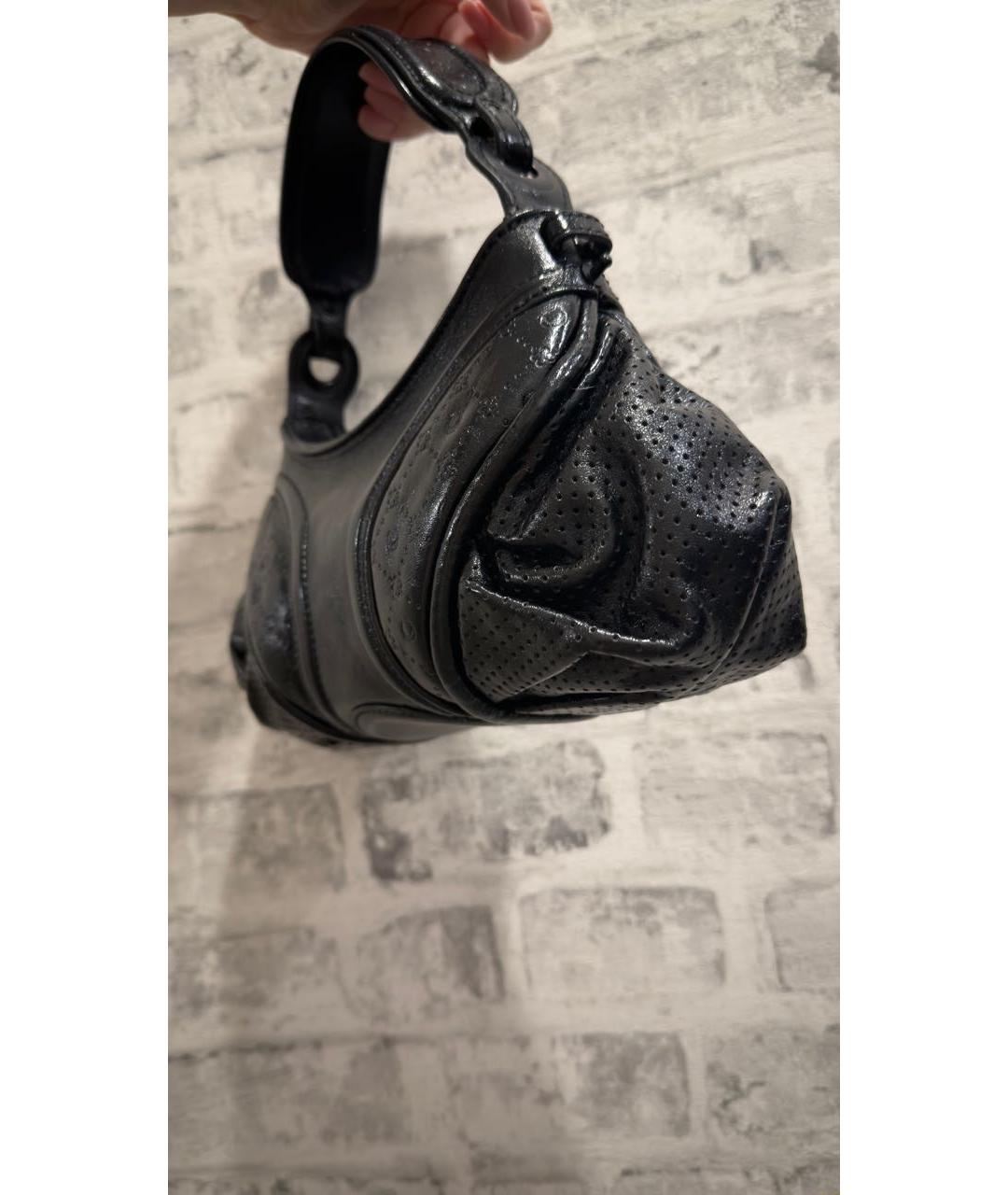 MARINE SERRE Черная кожаная сумка через плечо, фото 4