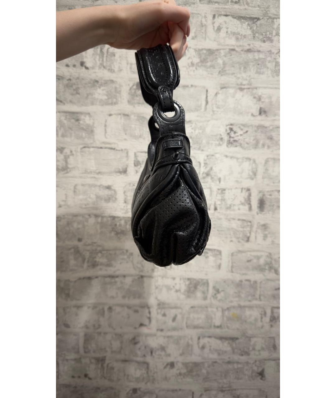 MARINE SERRE Черная кожаная сумка через плечо, фото 2